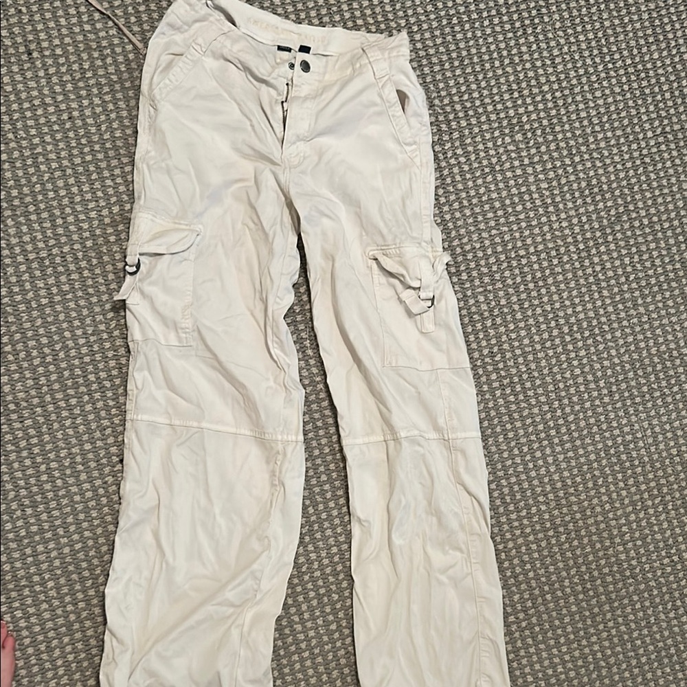 American eagle white straight leg cargo size 2